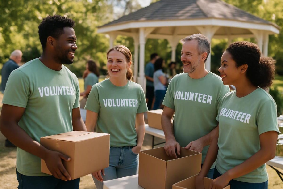 Volunteers at an outdoor event
